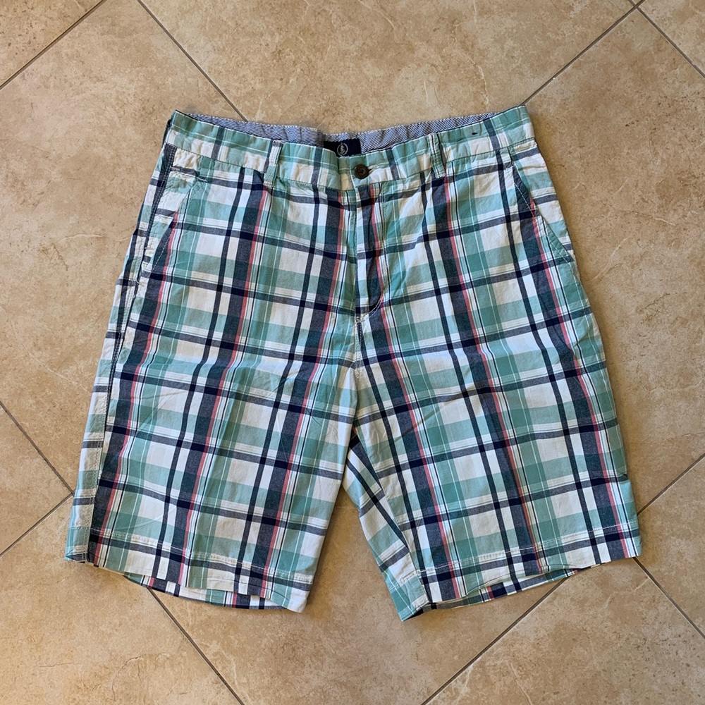Saltaire Mens Plaid Flat Front Shorts sz 36 EUC